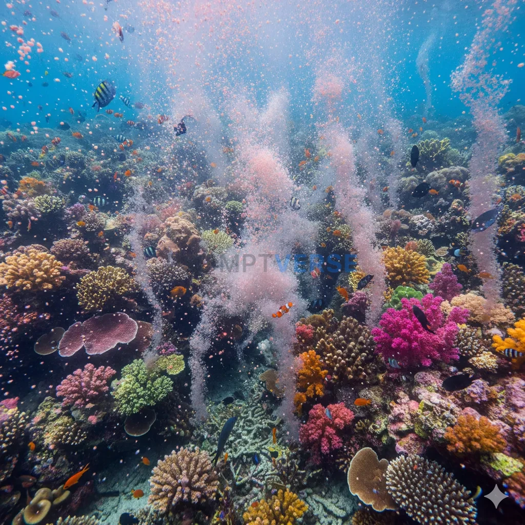 The chaotic, vibrant, and overwhelming beauty of a coral reef during a
