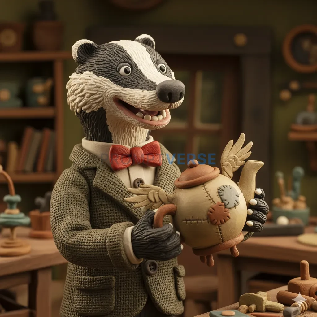 A claymation-style 3D render, a quirky character with visible fingerpr