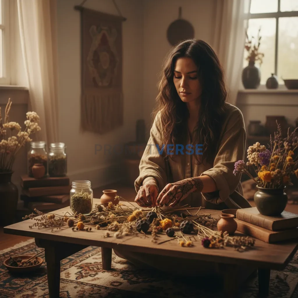 A woman with intricate henna tattoos on her hands, carefully arranging