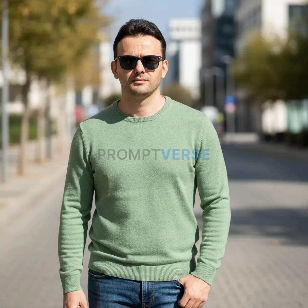 Fashion portrait of a young man wearing sunglasses and a light green s