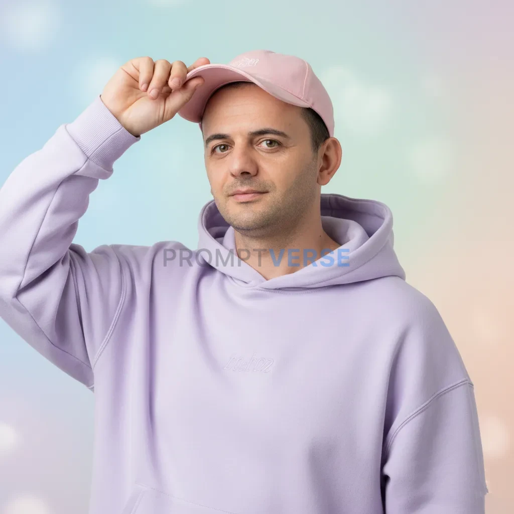 Fashion-forward cinematic portrait, casual oversized hoodie, trendy ca