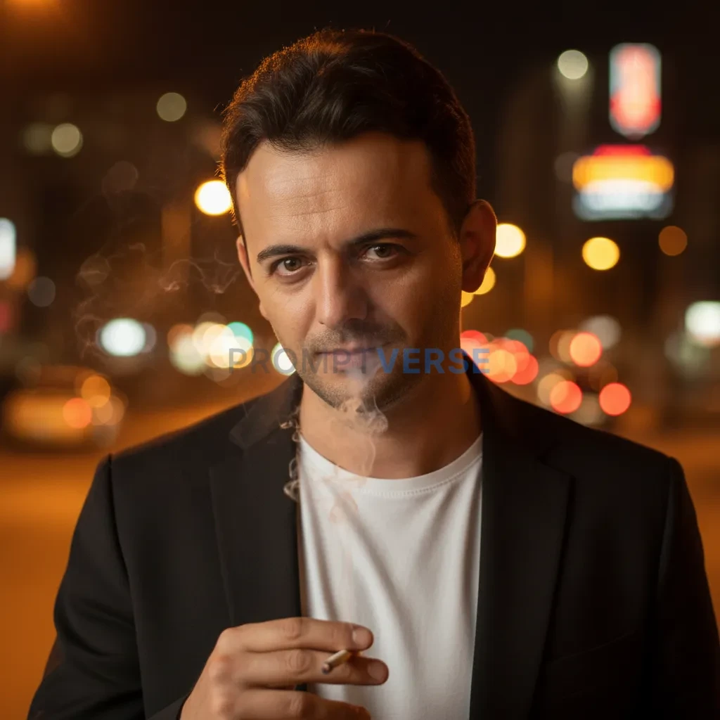 Close cinematic headshot, man in a minimalist suit jacket over a basic