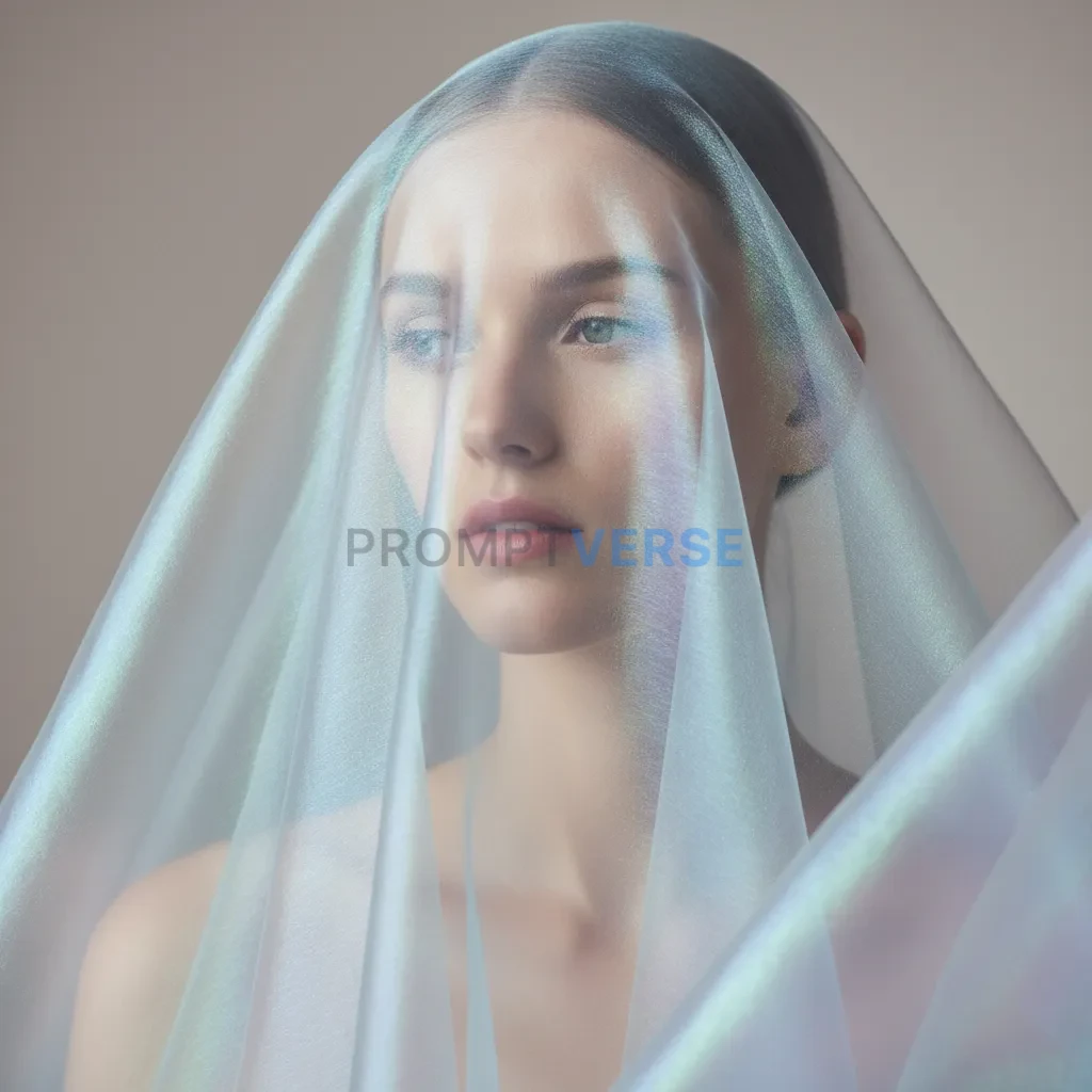 Abstract portrait of a fashion model, her face partially obscured by a