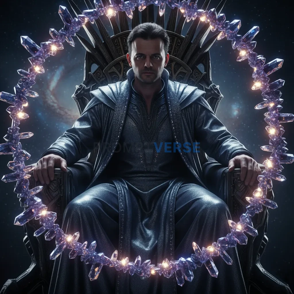 Ultra-detailed portrait, futuristic man in a flowing metallic robe, se