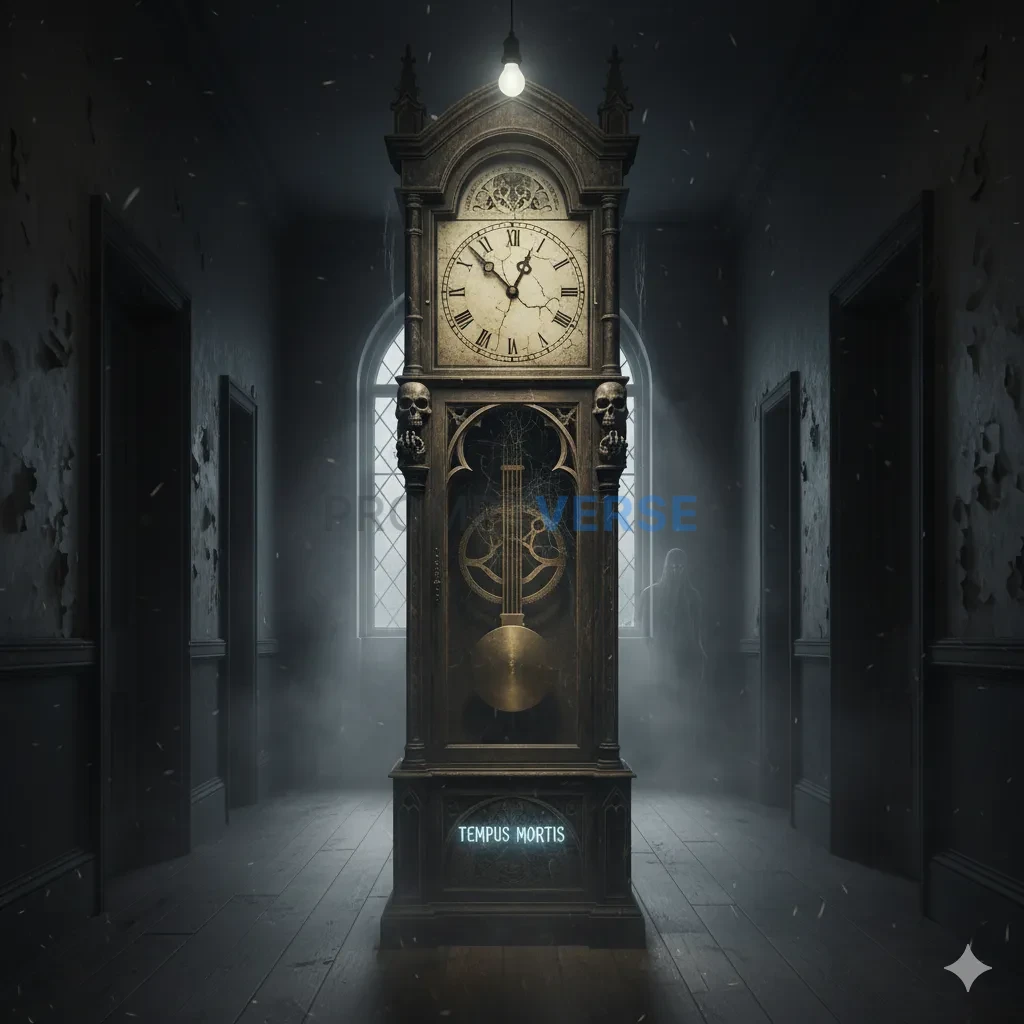 A mysterious, antique grandfather clock, that is rumored to chime on t