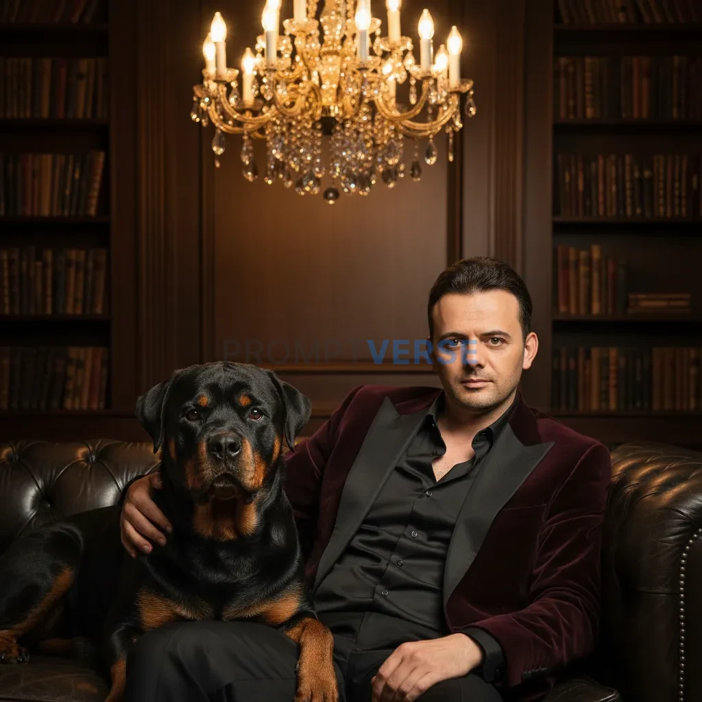 High-quality portrait of a man in a velvet blazer with silk shirt, lou