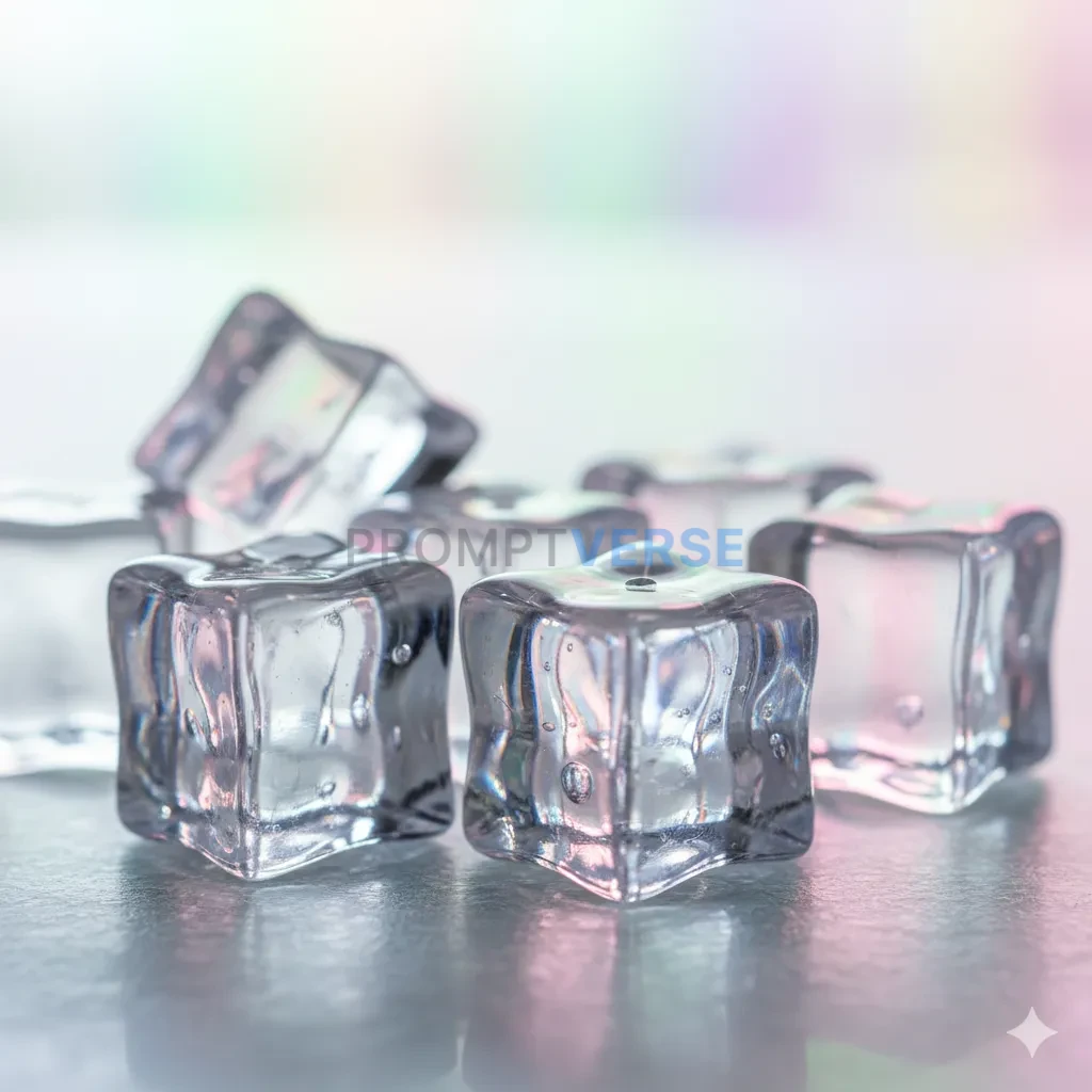 Ice cubes with pastel reflections
