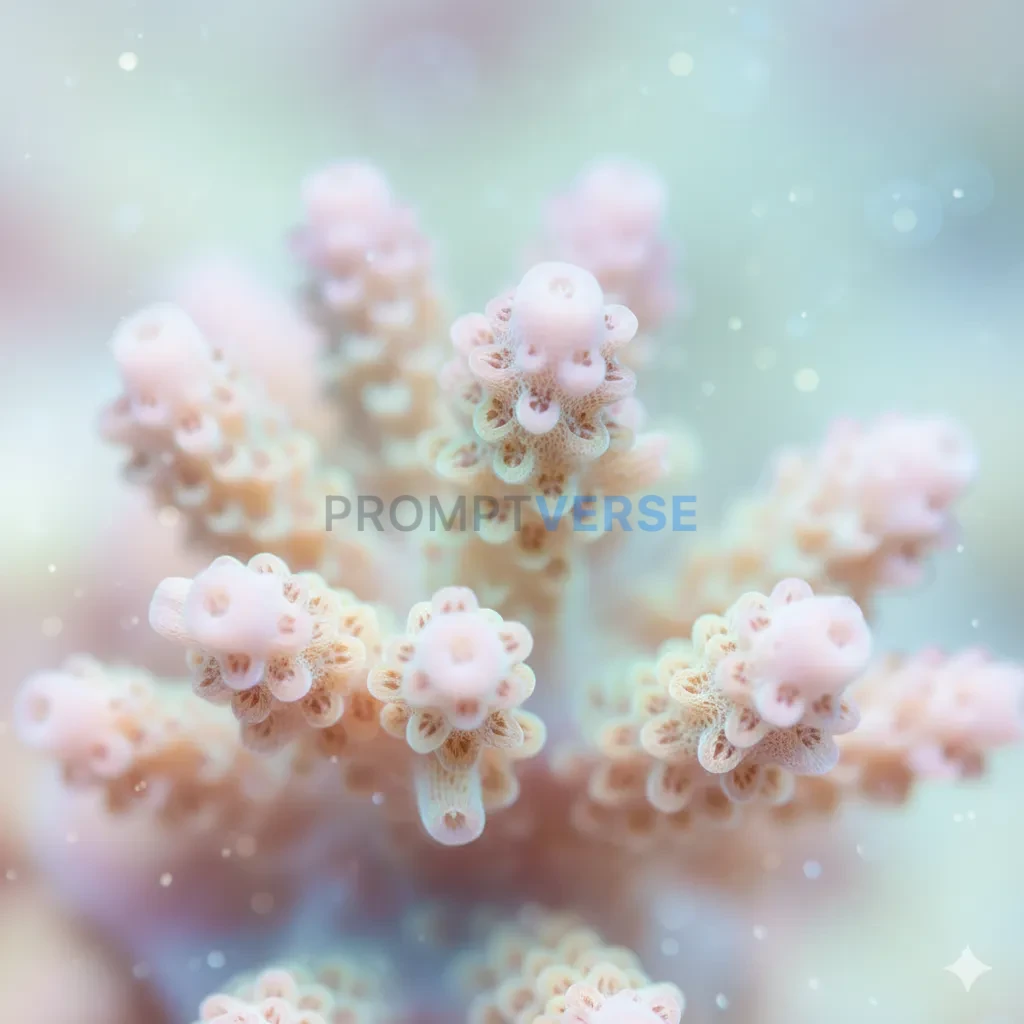 A close-up of a delicate, pastel-colored piece of coral, its intricate