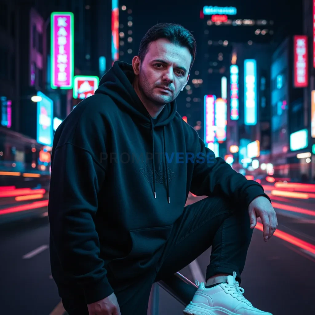 Ultra-detailed portrait, person styled in streetwear (oversized hoodie