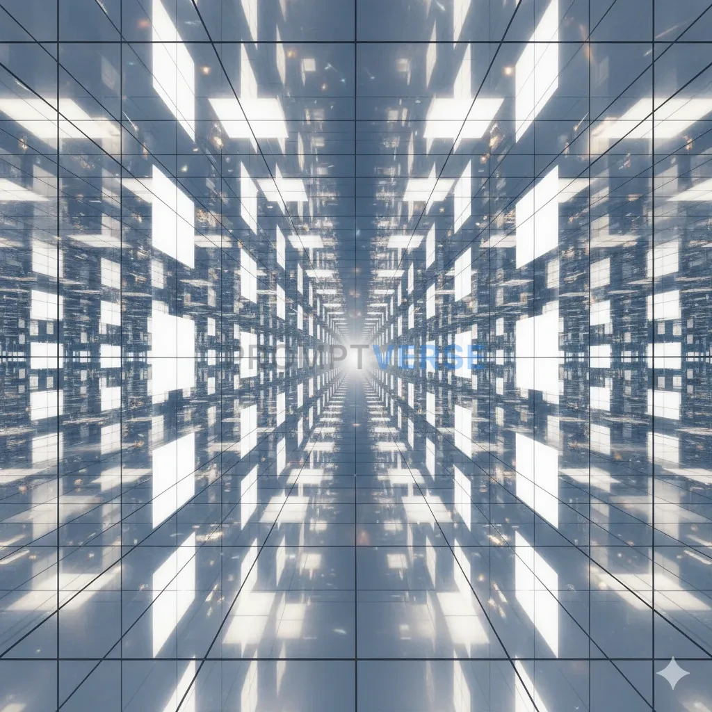 An infinite, empty room where the walls, floor, and ceiling are perfec